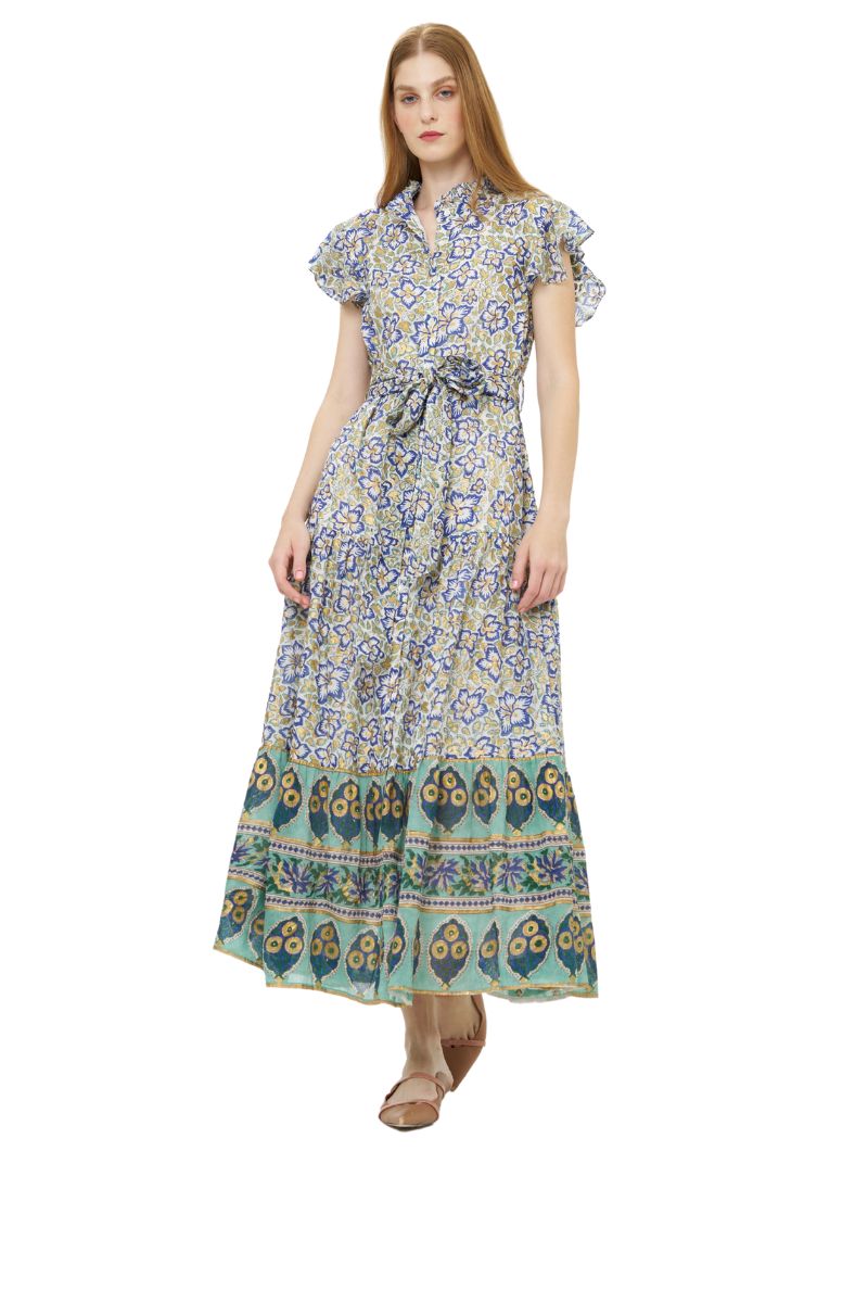 Ruffle Collar Button Maxi