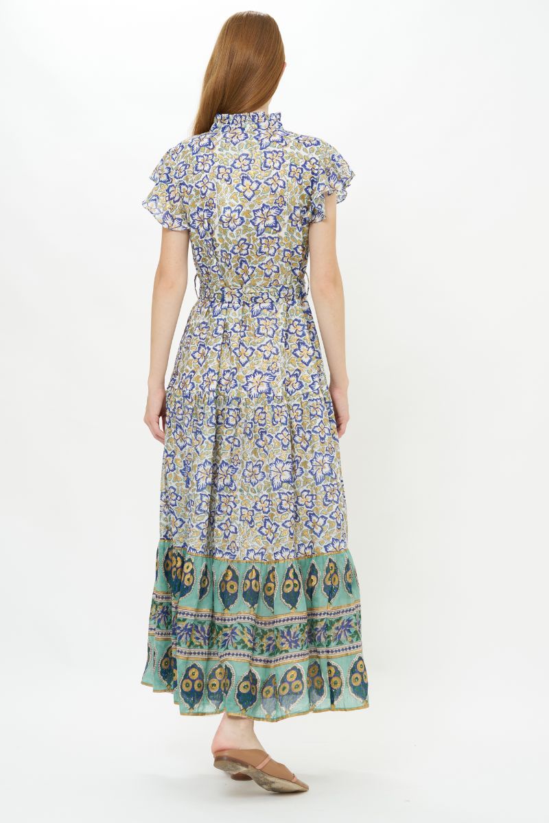 Ruffle Collar Button Maxi