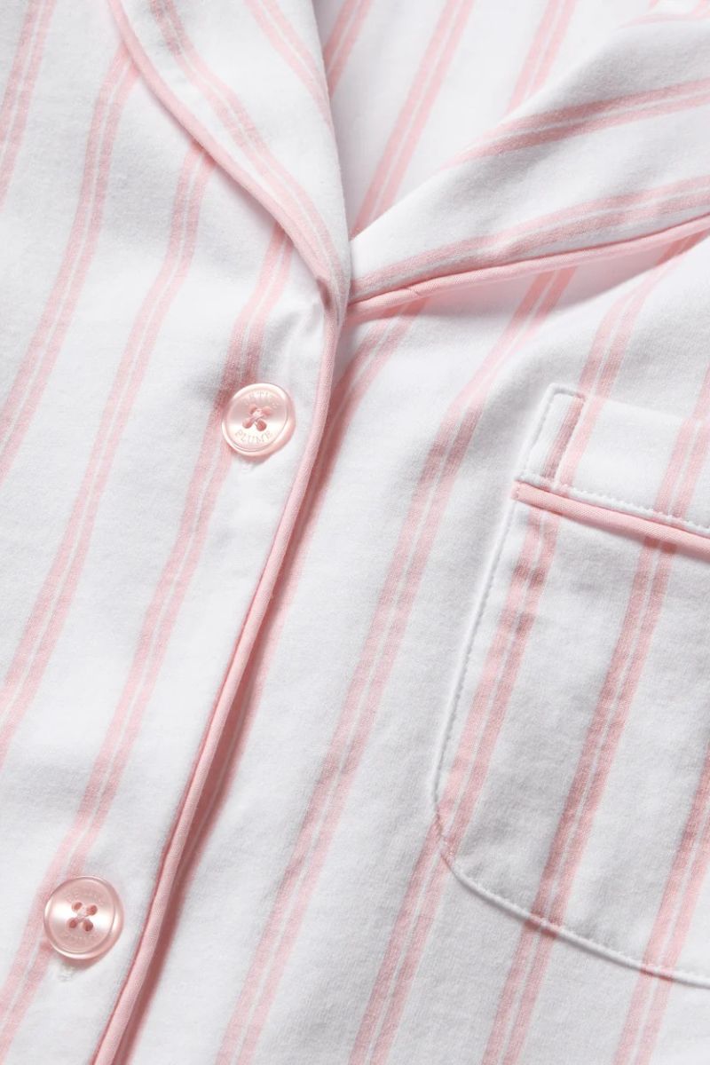Pima Short Sleeve Pajama Short Set Pink Stripe