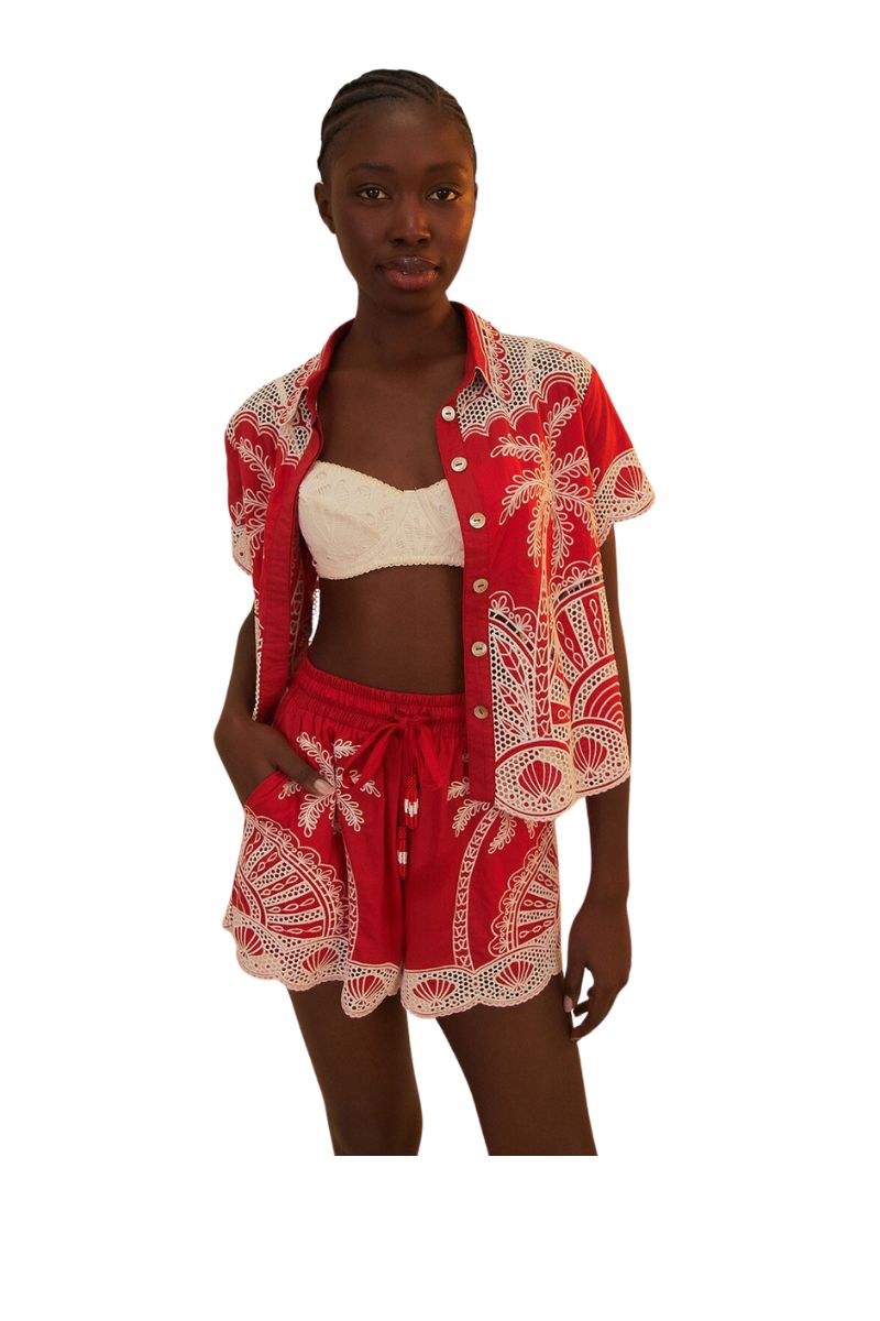 Palm Tree Embroidered Short