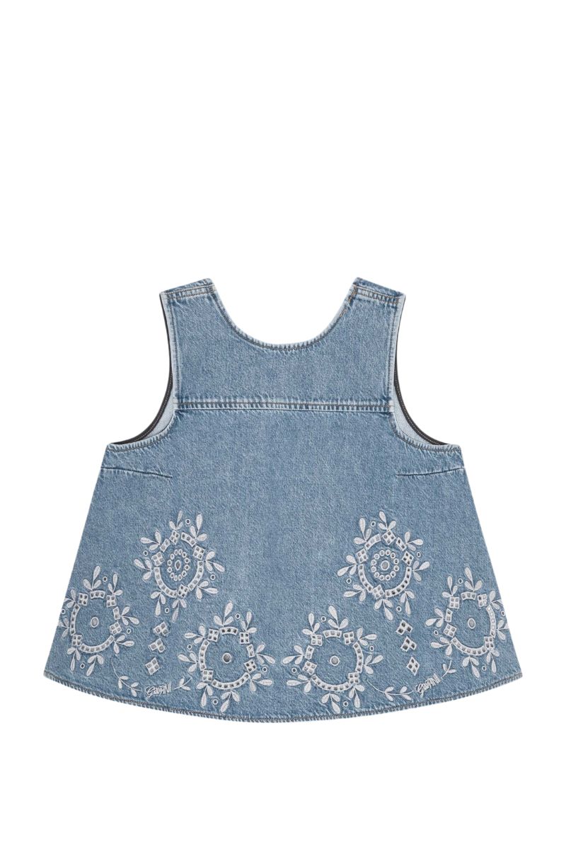 Broderie Anglaise Denim Top