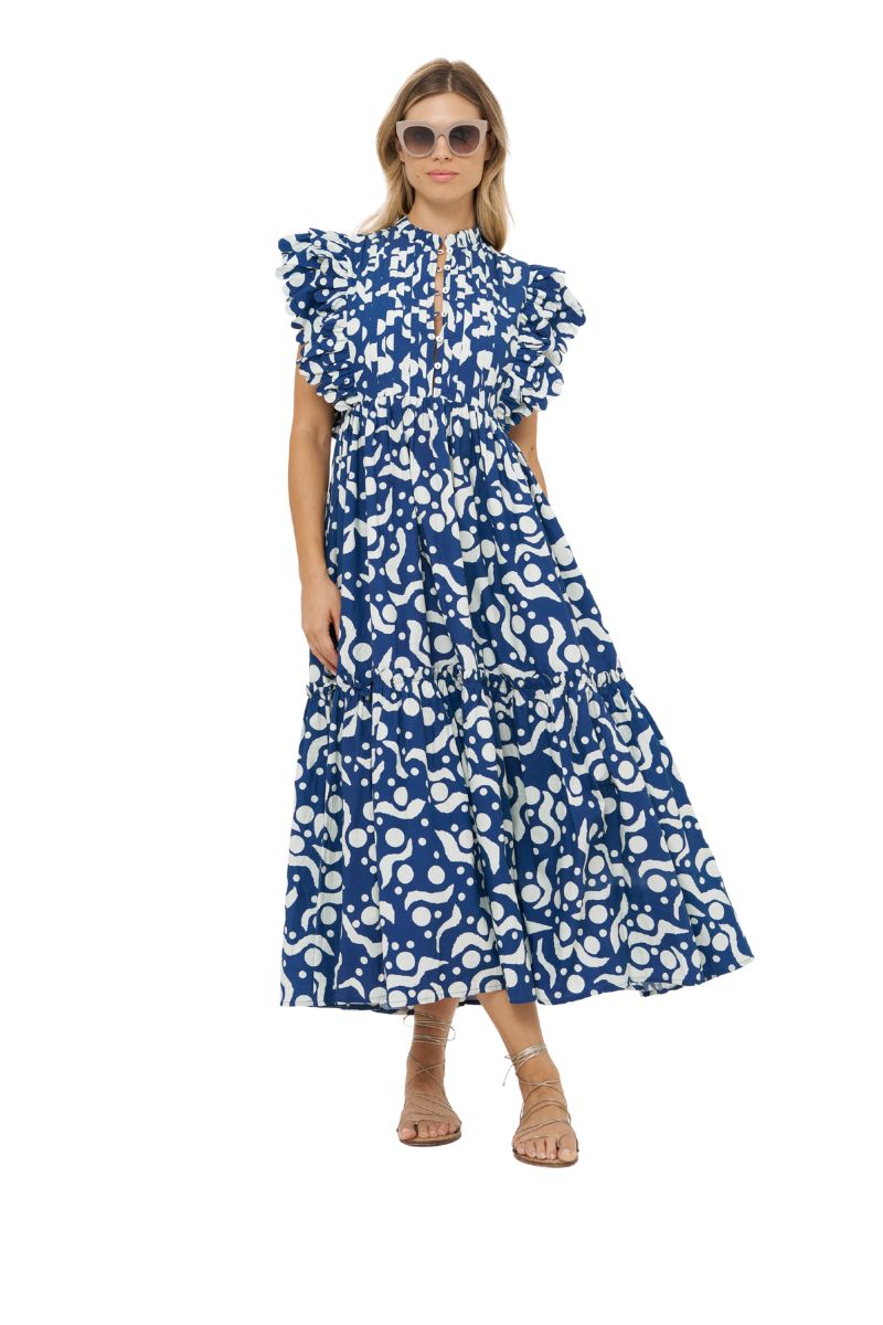 Scallop Pintuck Maxi Dress