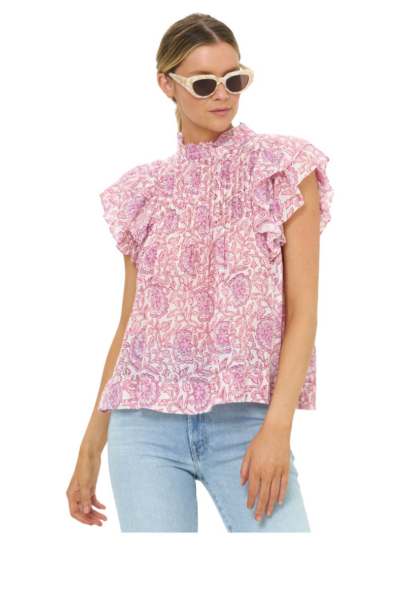 Pintuck Ruffle Top