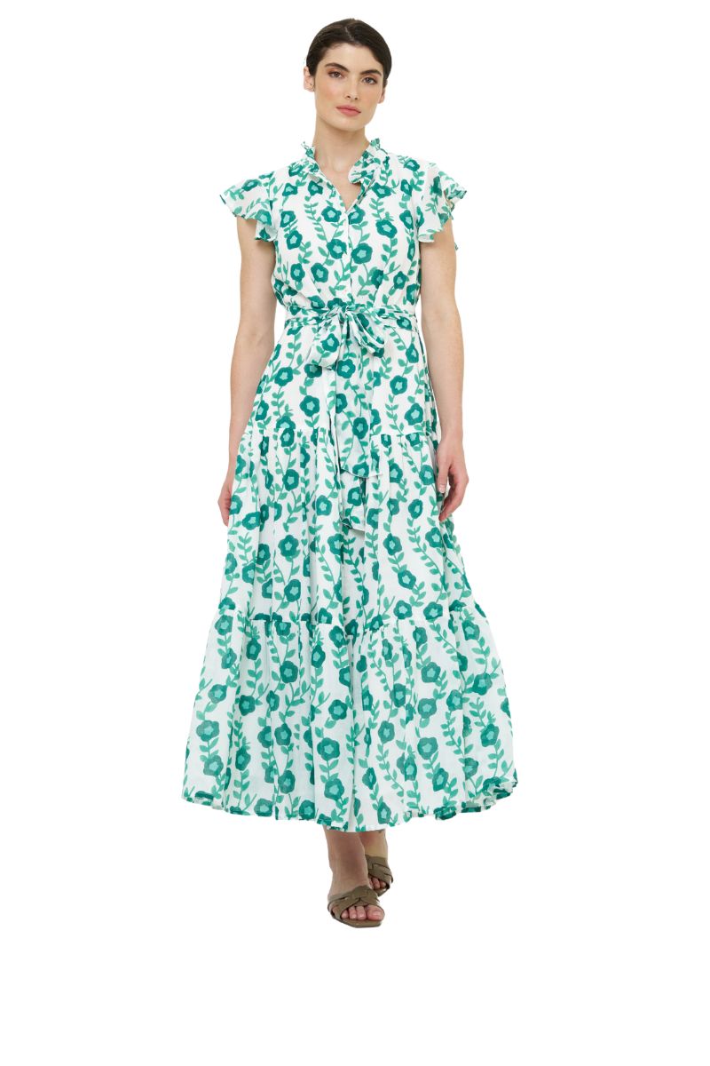 Ruffle Collar Button Maxi