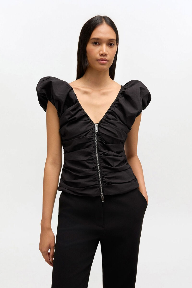 Stretch Cotton Ruched Top