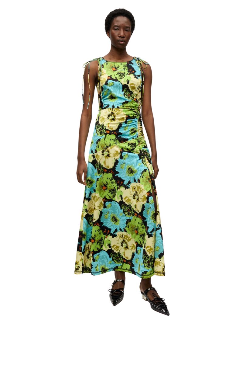 Printed Floral Lycra Jersey Gathered Dress