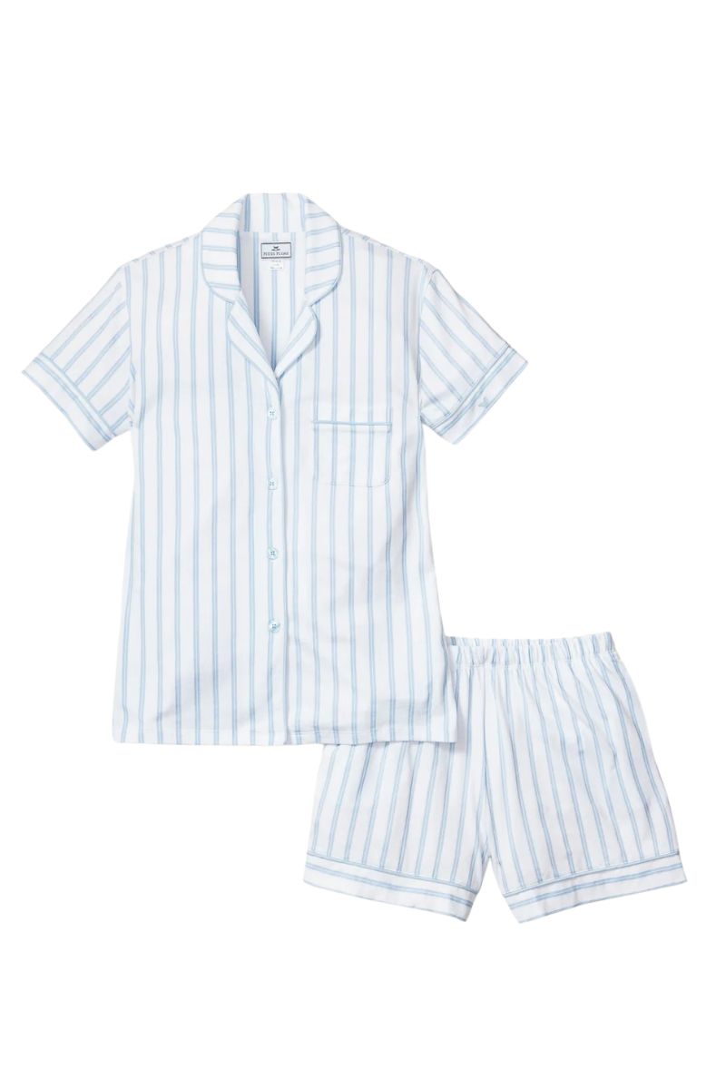 Pima Short Sleeve Pajama Short Set Periwinkle Stripe