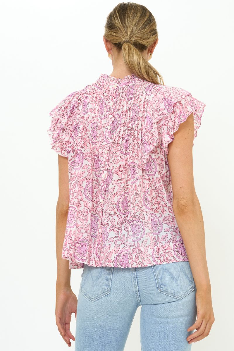 Pintuck Ruffle Top