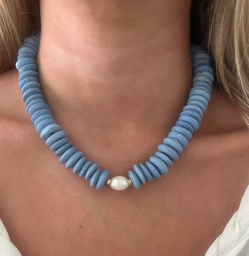 James Light Blue Chunky Freshwater Pearl Necklace