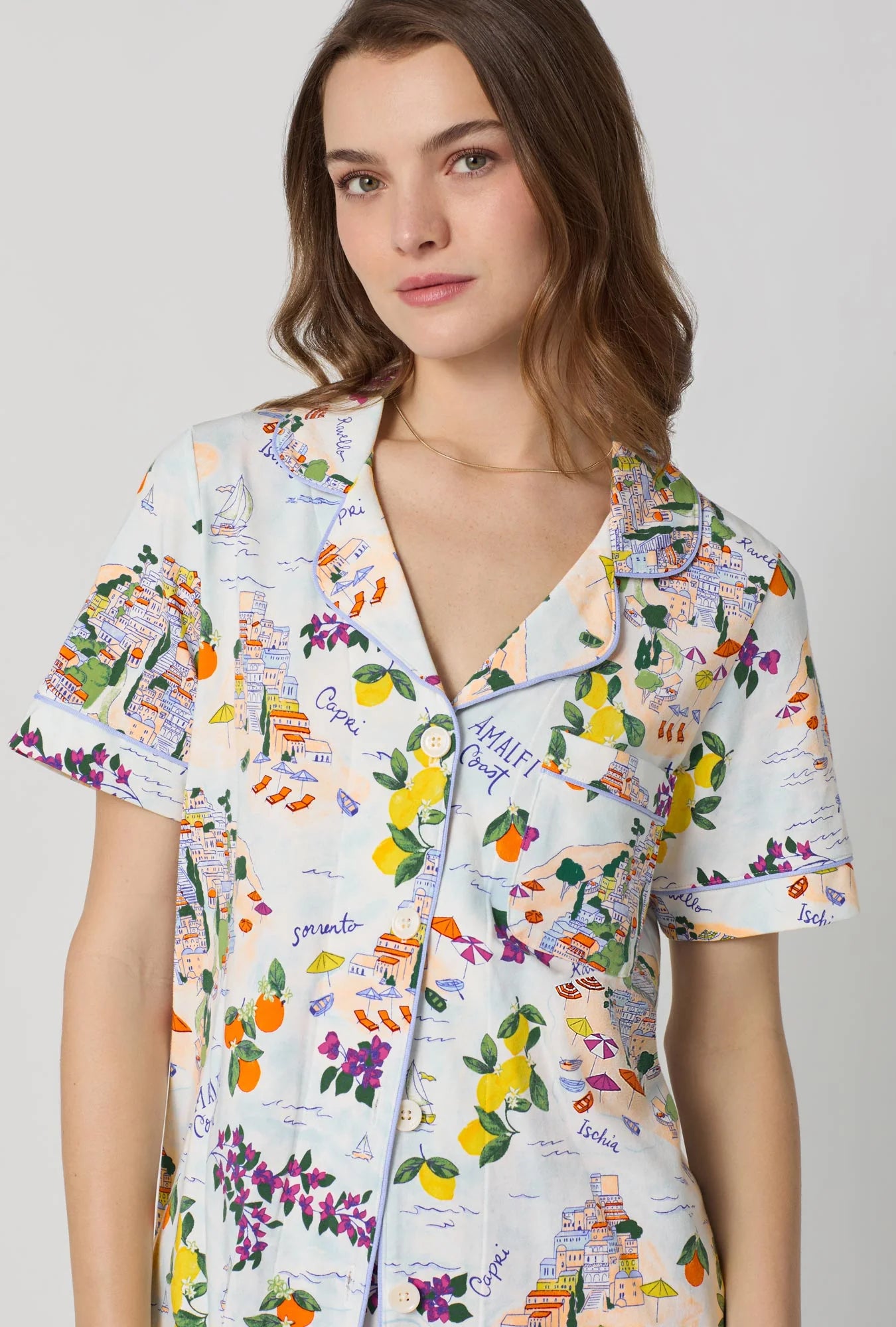 Amalfi Escape Short Sleeve Classic Stretch Jersey Cropped Pj Set