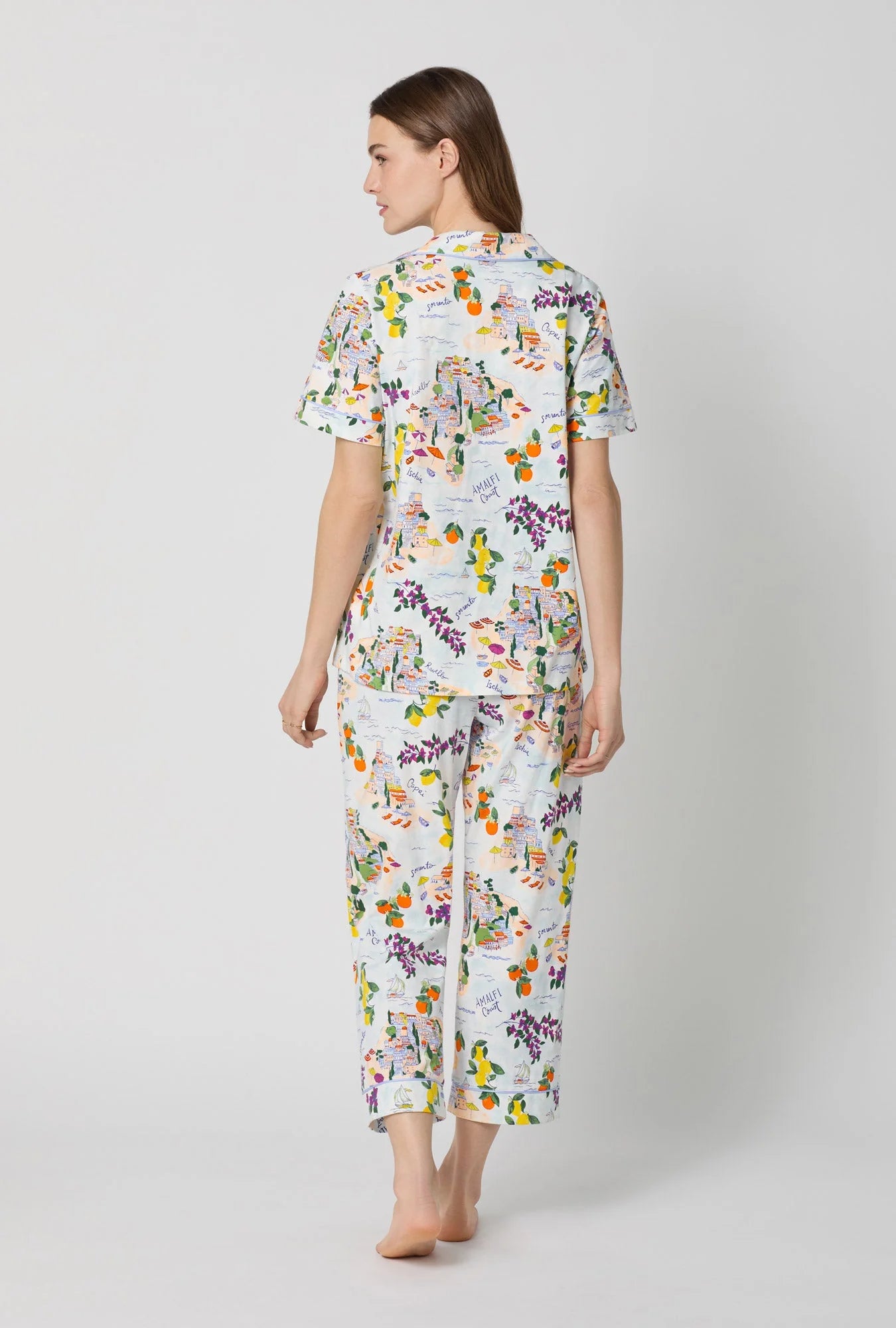 Amalfi Escape Short Sleeve Classic Stretch Jersey Cropped Pj Set