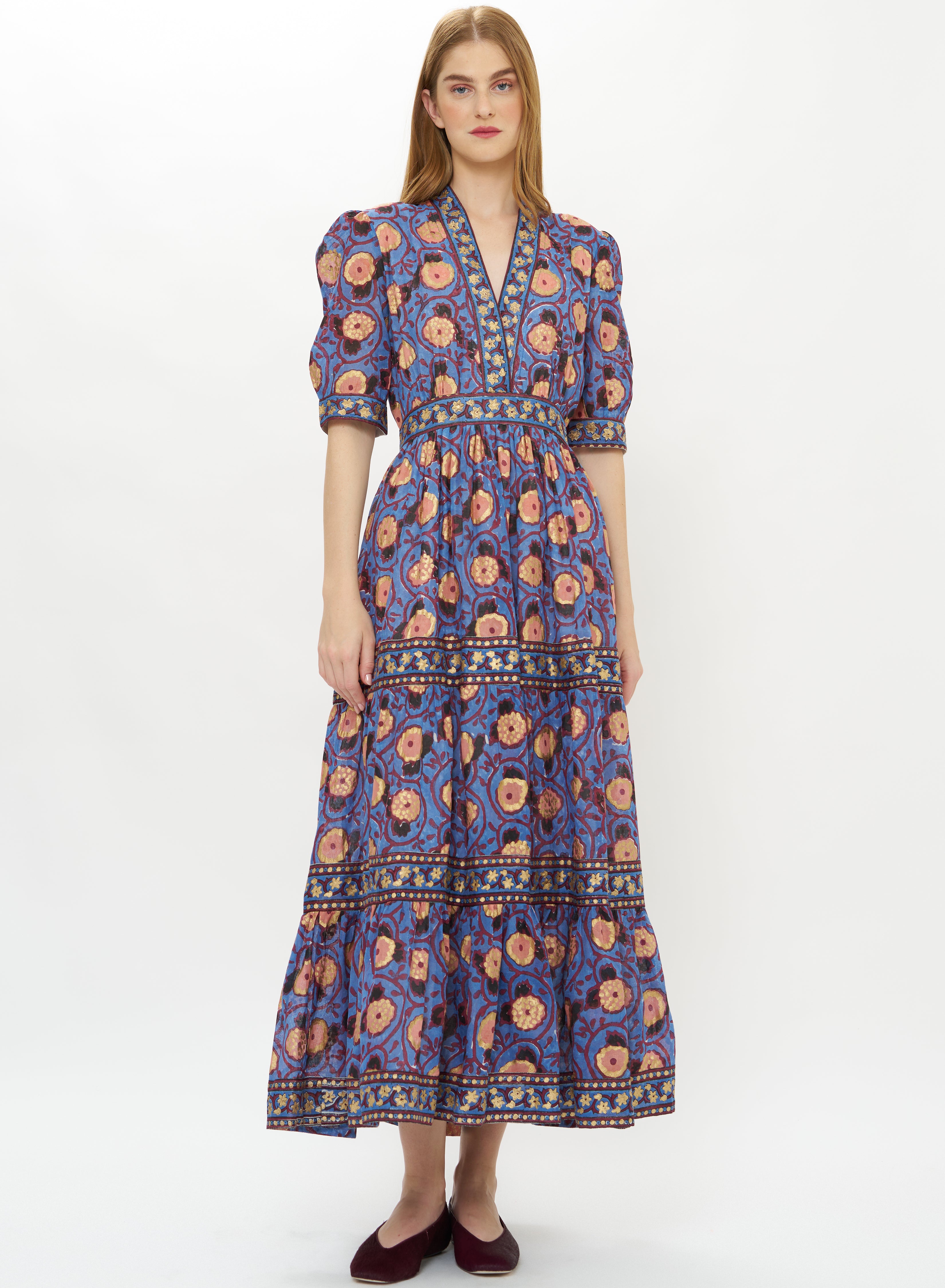 V-Neck Cuffed Maxi