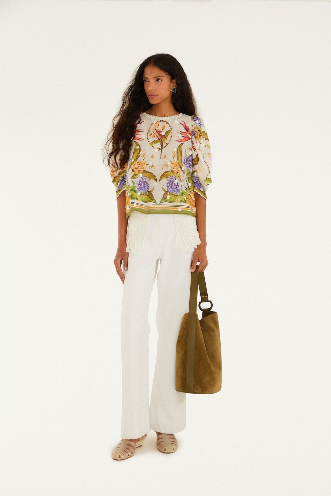 Tropical Scarf Sand Green Blouse