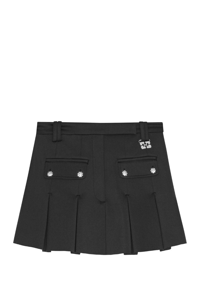 Scuba Neoprene Pleated Mini Skirt