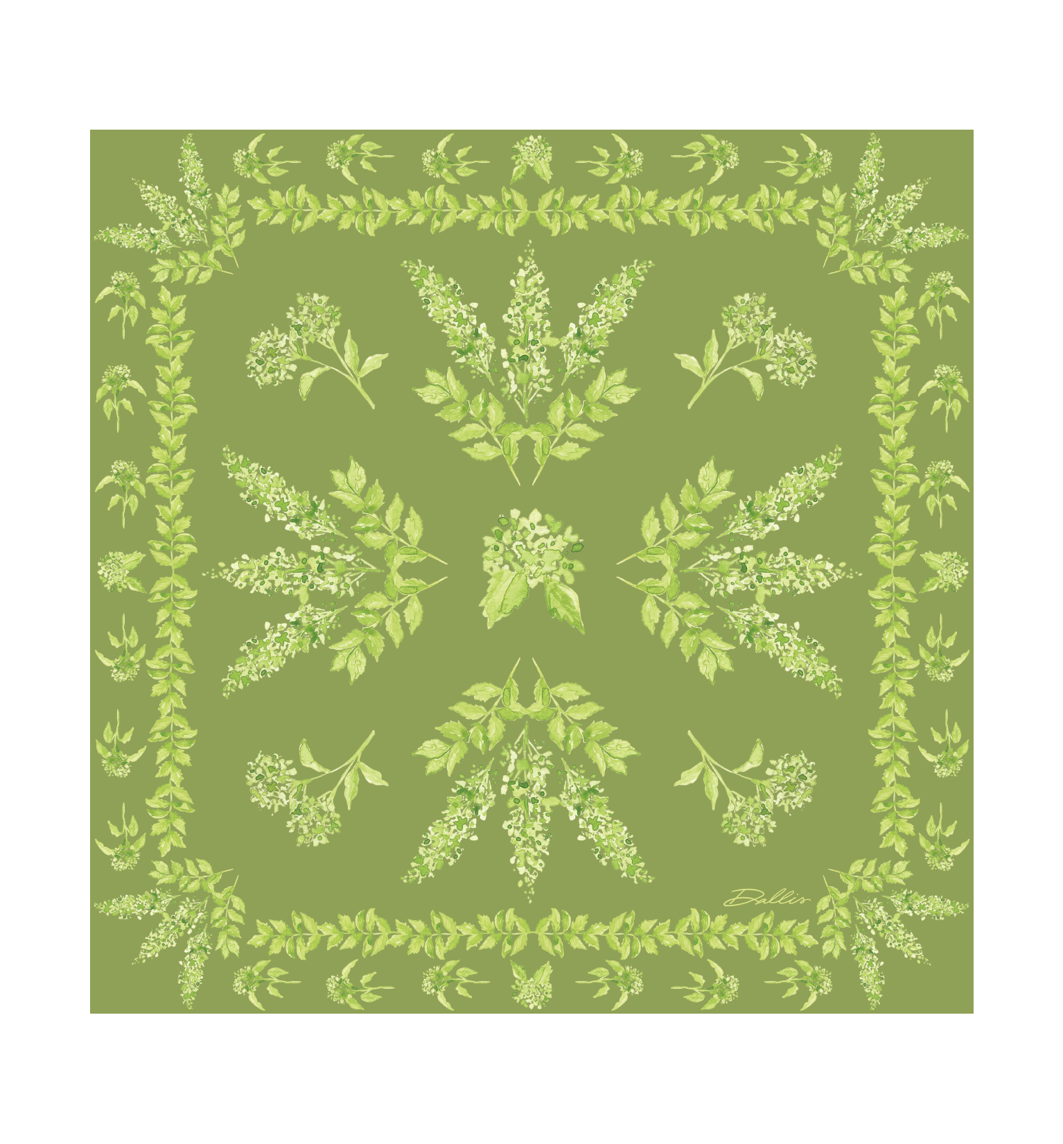 Green Heirloom Hydrangea Scarf