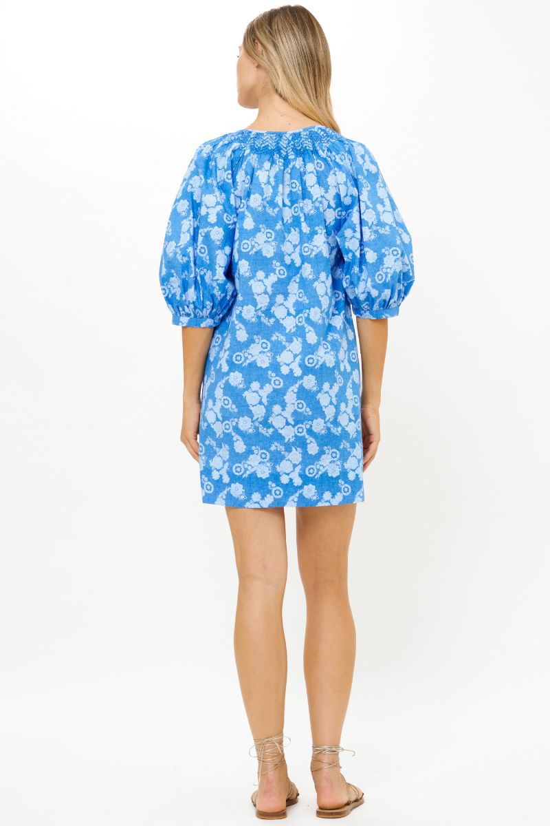 Embroidered Button Mini Dress