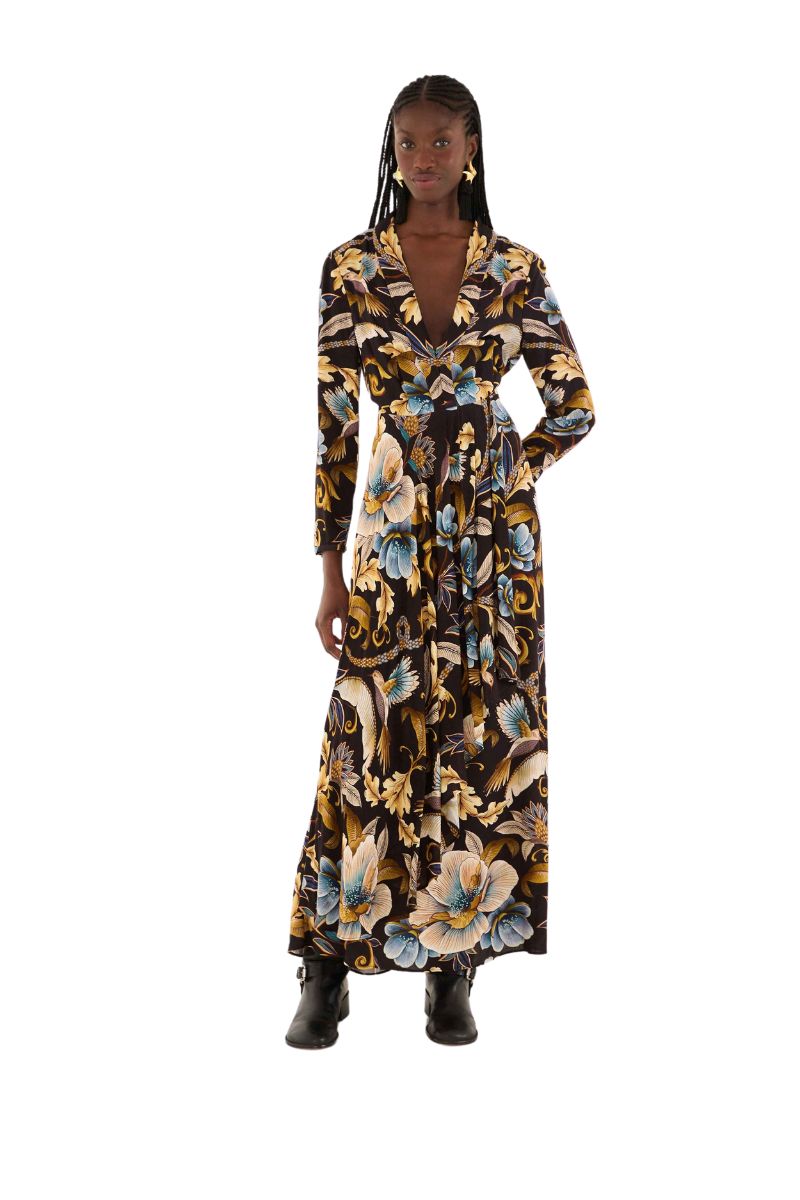 Snake Garden Black Maxi Dress