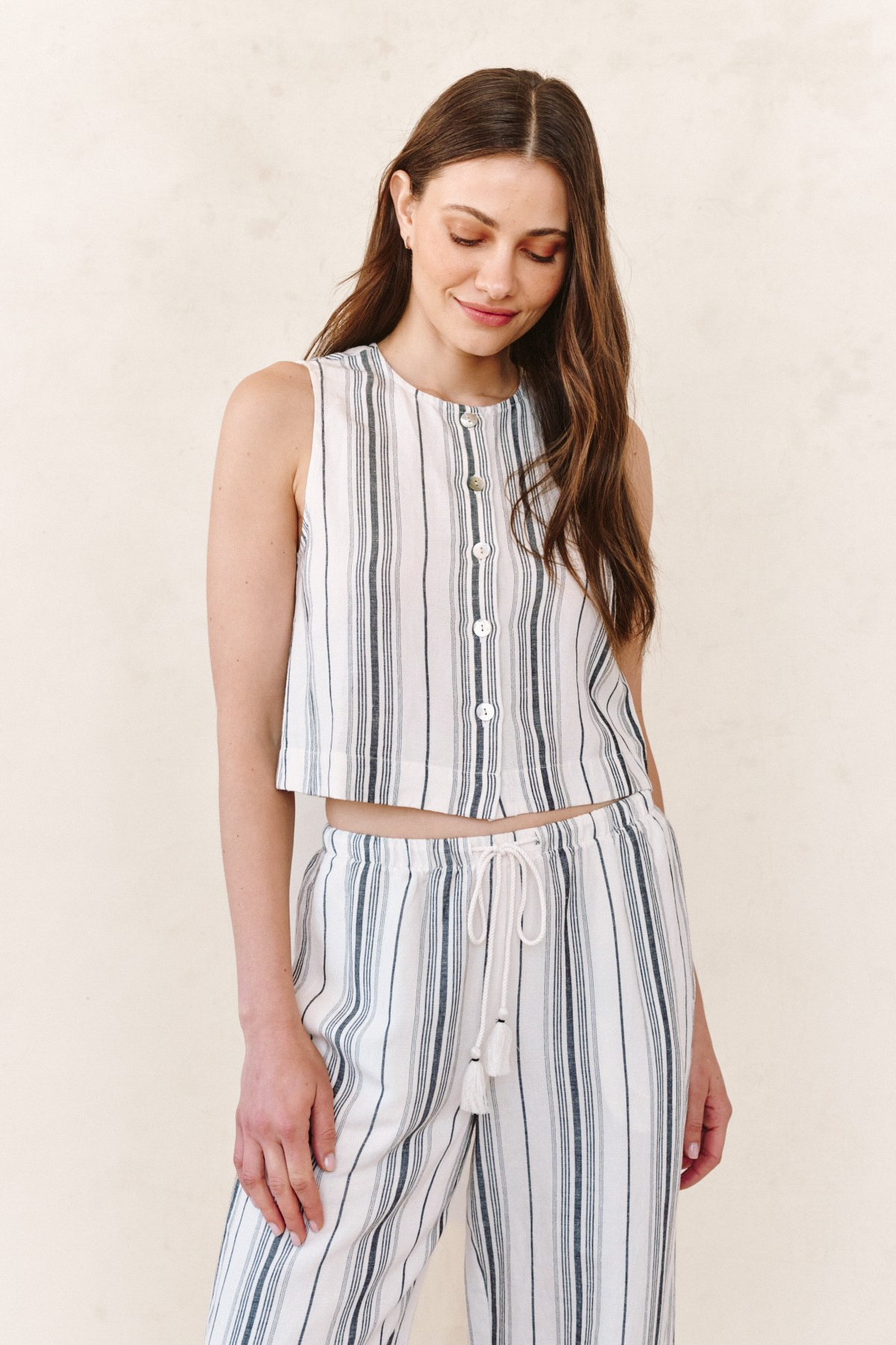 Sleeveless Button Front Top