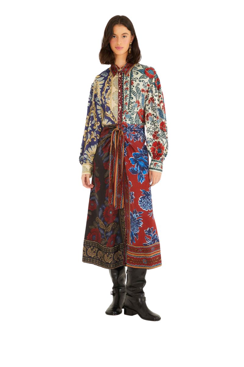 Navy Winter Mix Midi Dress