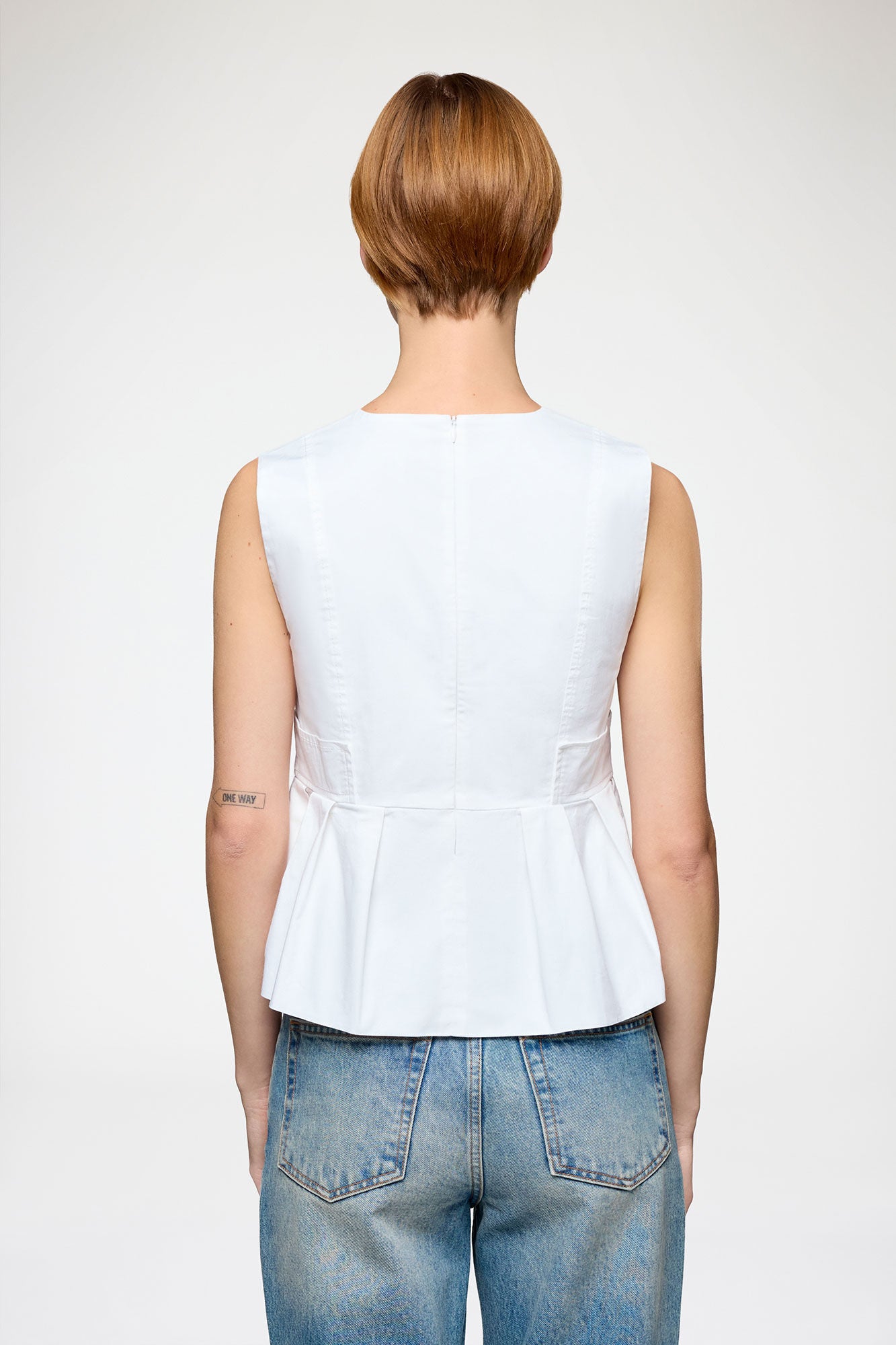 Stretch Cotton V-Neck Pocket Blouse