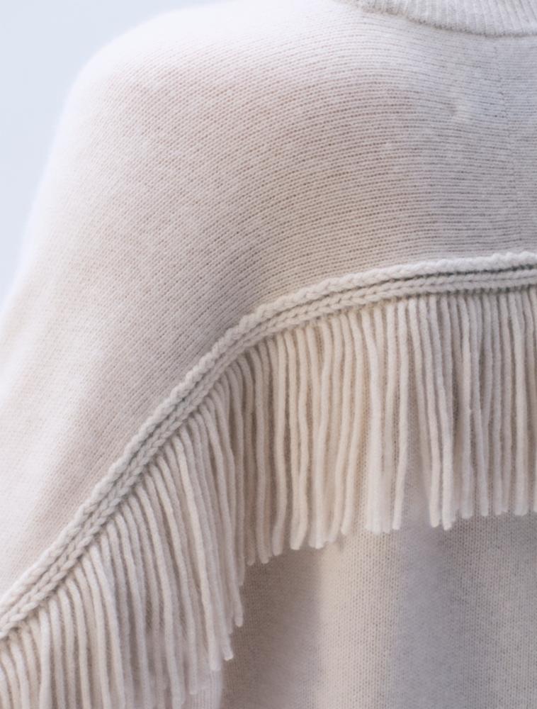 CASHMERE BLEND LUXE FRINGE CREW