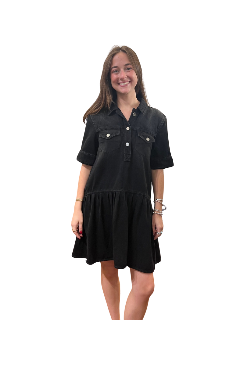 Soft Rigid Denim Mini Dress