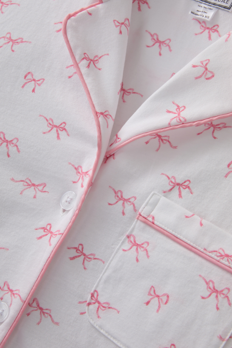 Pima Short Sleeve Pajama Short Set Blushing Bows