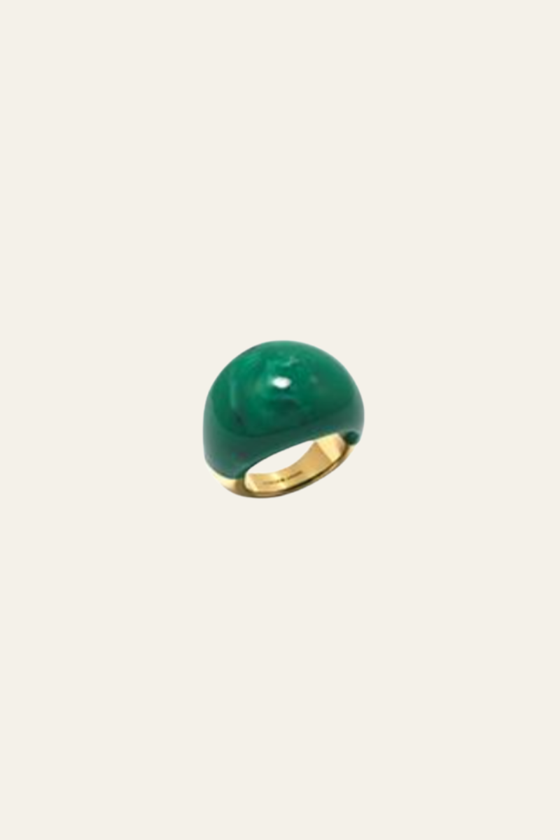 Gold Polished Malakite Ring