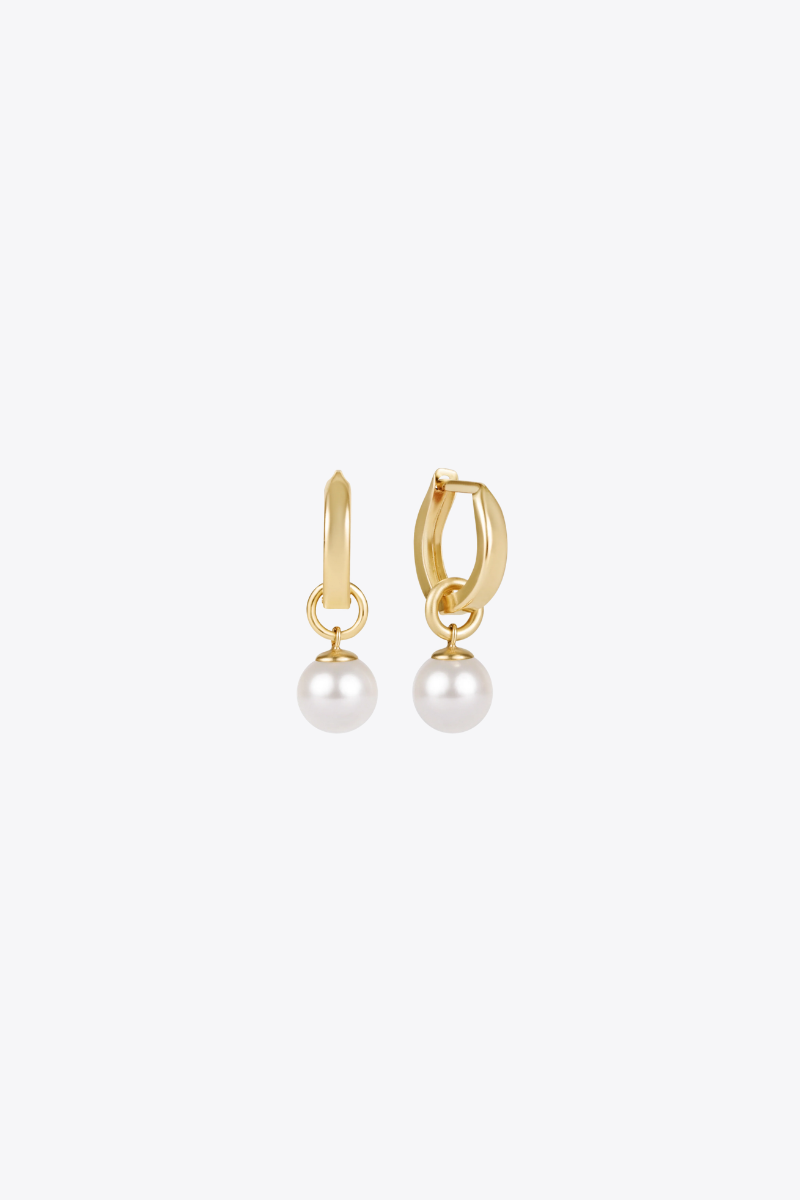 Huggie Gold 0.5" Hoop - Classic Pearl 8mm Charm