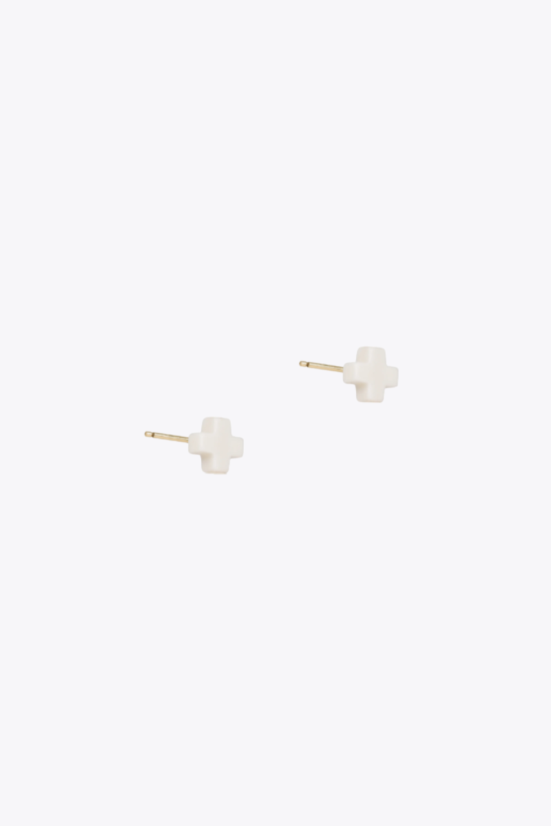 Signature Cross Small Stud - Off-White