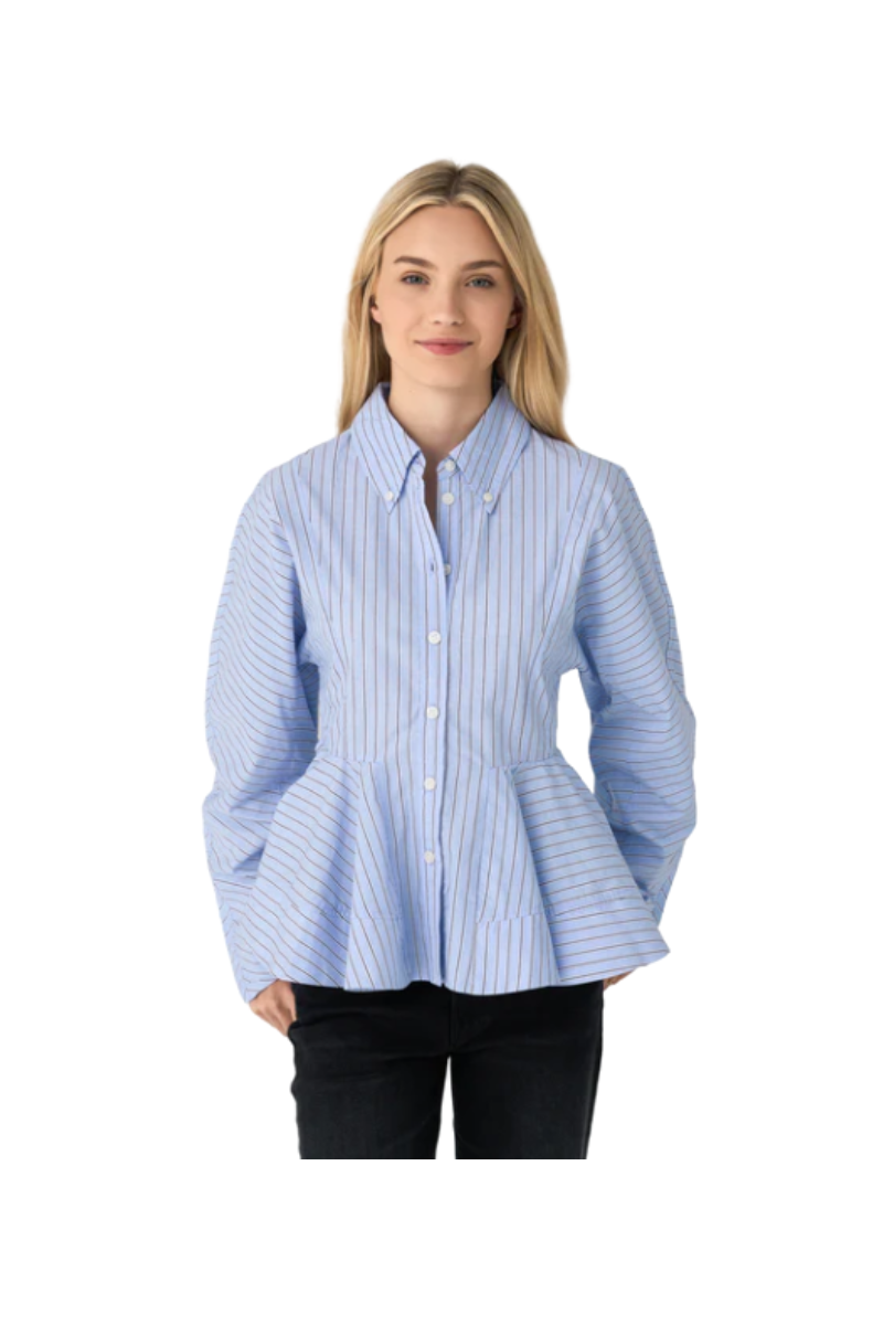 Stripe Cotton Peplum Shirt