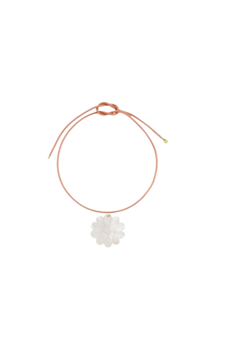 Hart - Mother of Pearl Daisy Cord Necklace - Conch Pink Necklace