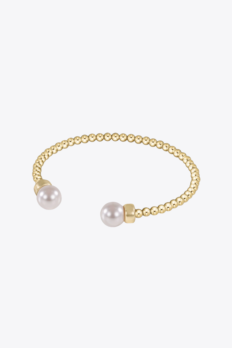 Classic Gold 3mm Bead Cuff - Pearl