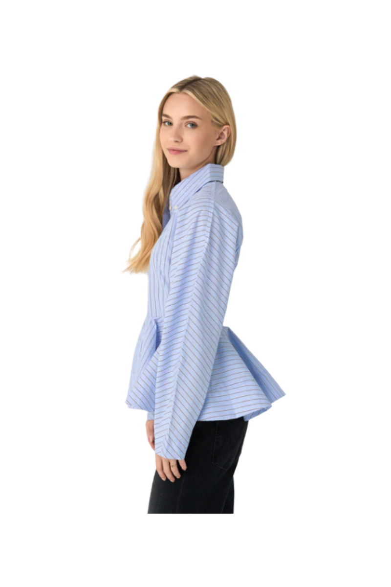 Stripe Cotton Peplum Shirt
