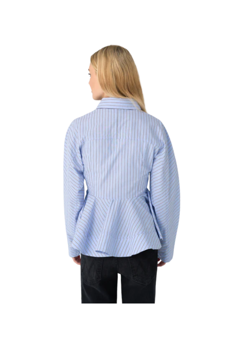 Stripe Cotton Peplum Shirt