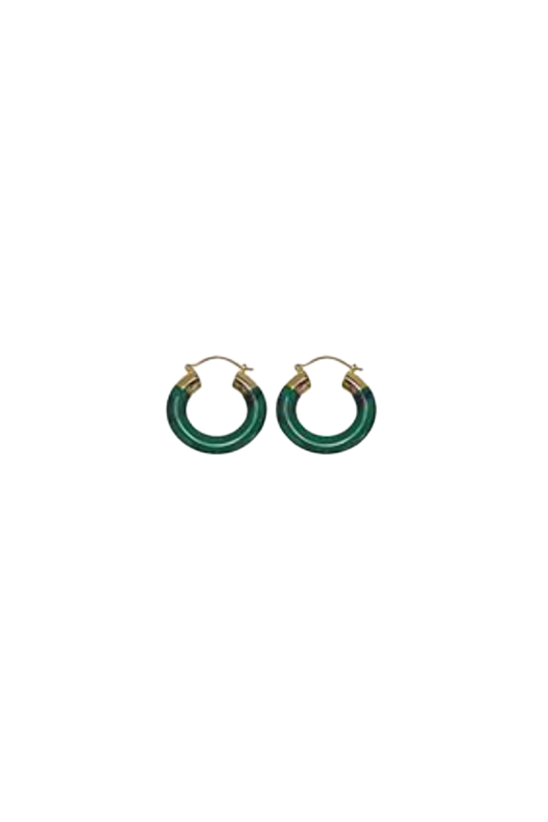 Malakite Gold Polished Two Tone Earring