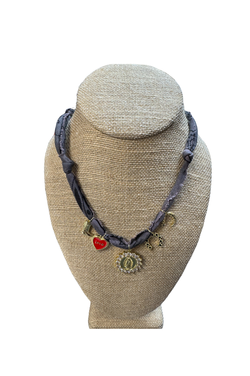 Mixed 5 Charms Bandana Necklace