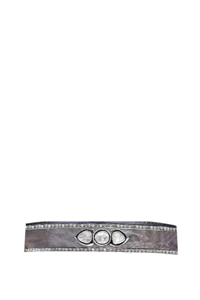 Sliced Diamond Pearl Brown Enamel Bracelet