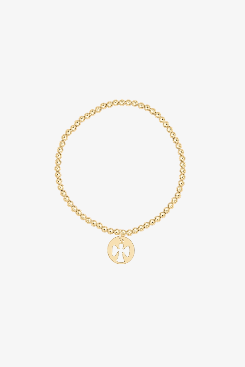 Classic Gold 3mm Bead Bracelet - Guardian Angel Gold Disc