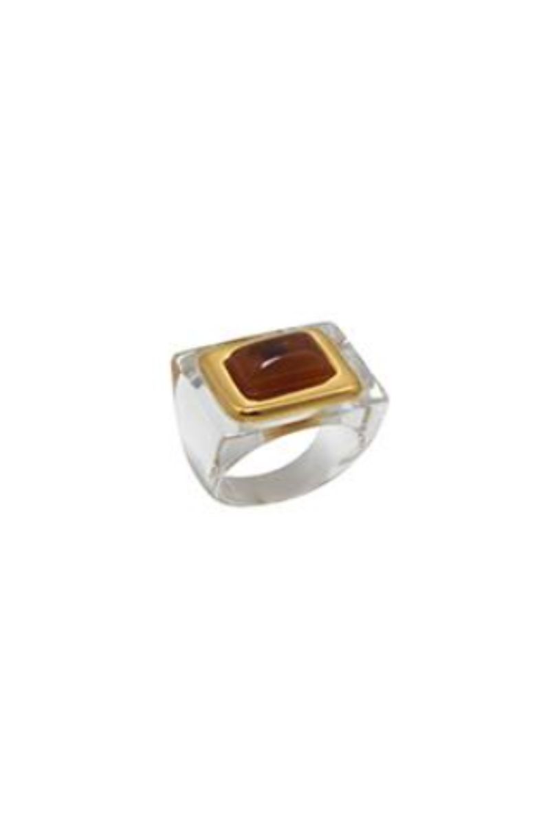 Gold Polished Clear Ring