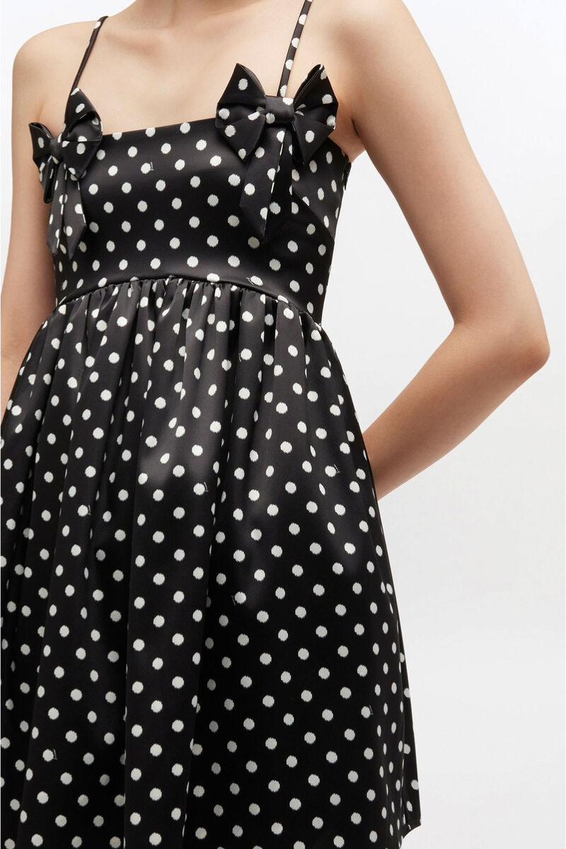 Printed Double Satin Mini Strap Dress
