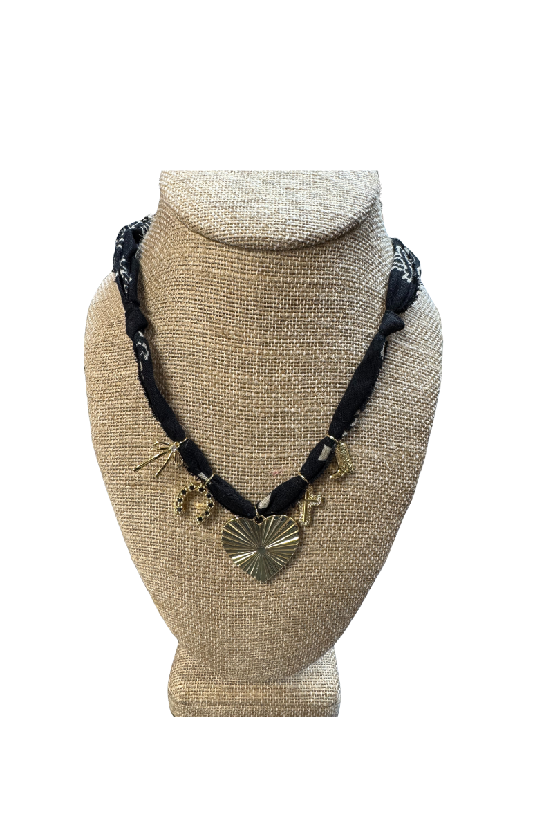 Mixed 5 Charms Bandana Necklace