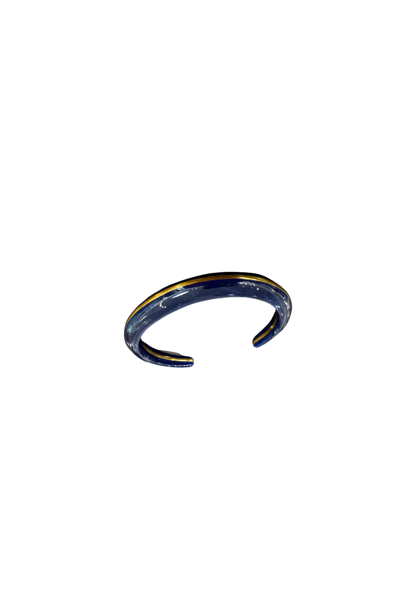 Gold Polished Blue Sandstone Cuff