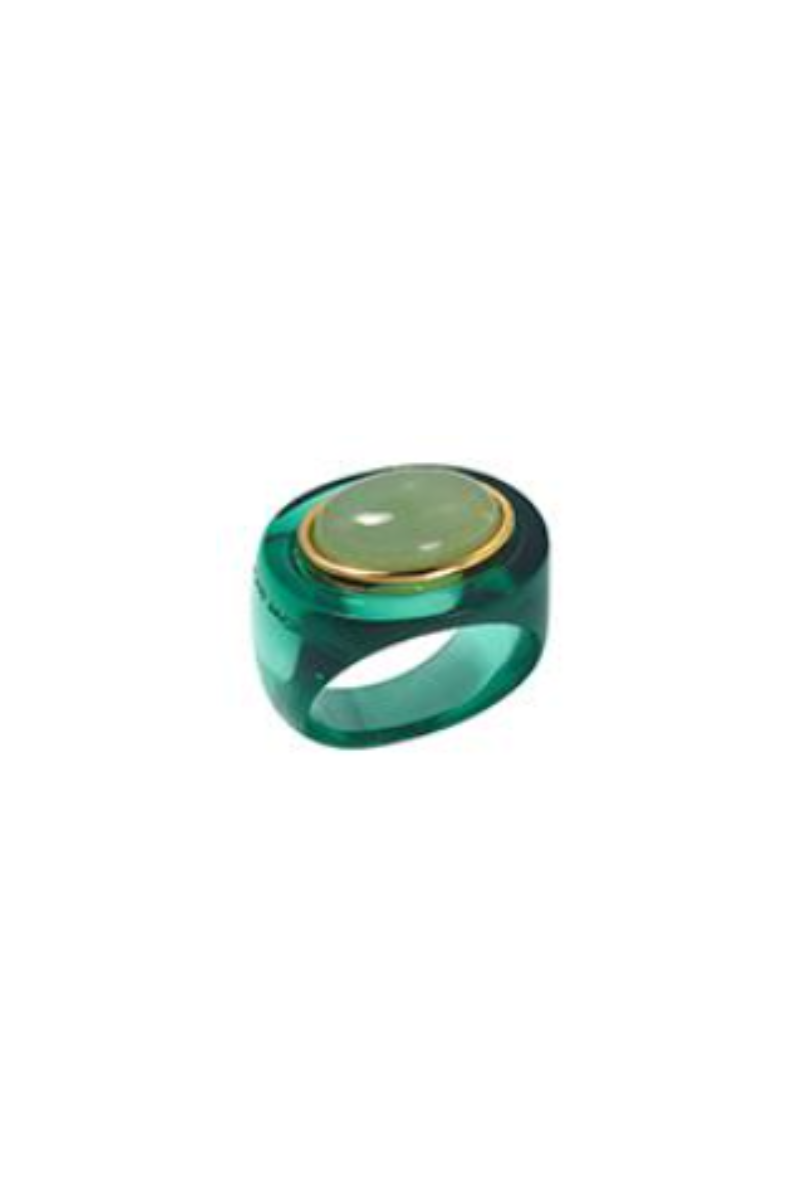 Gold Polished Jade Ring