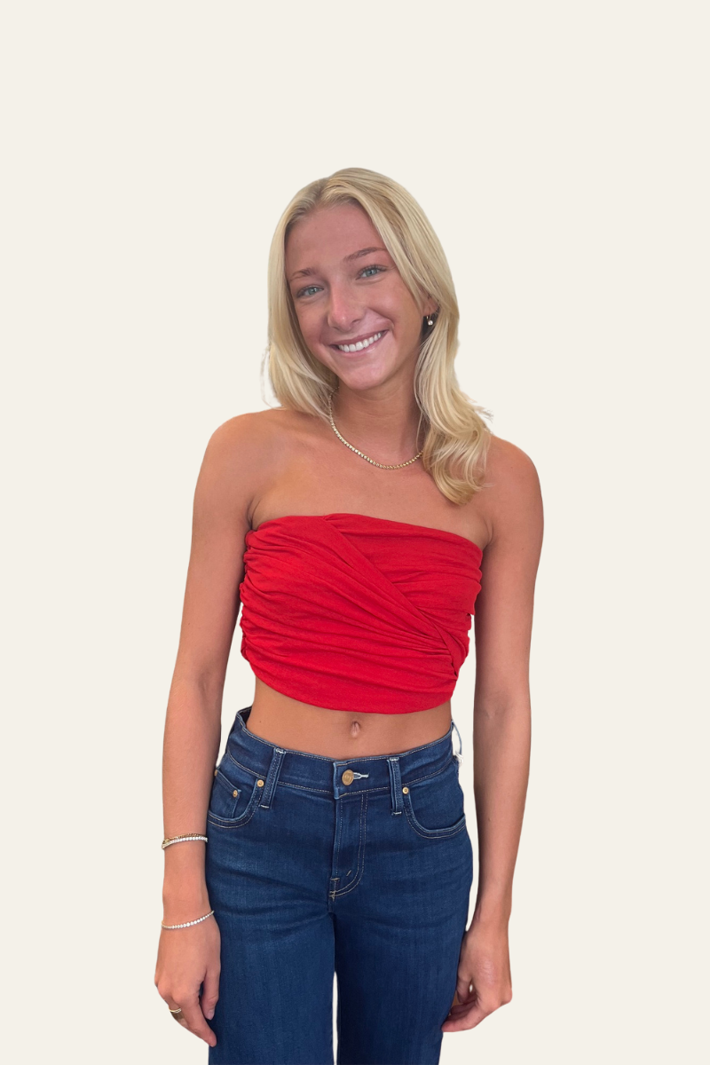 Marl Mesh Draped Bandeau Top