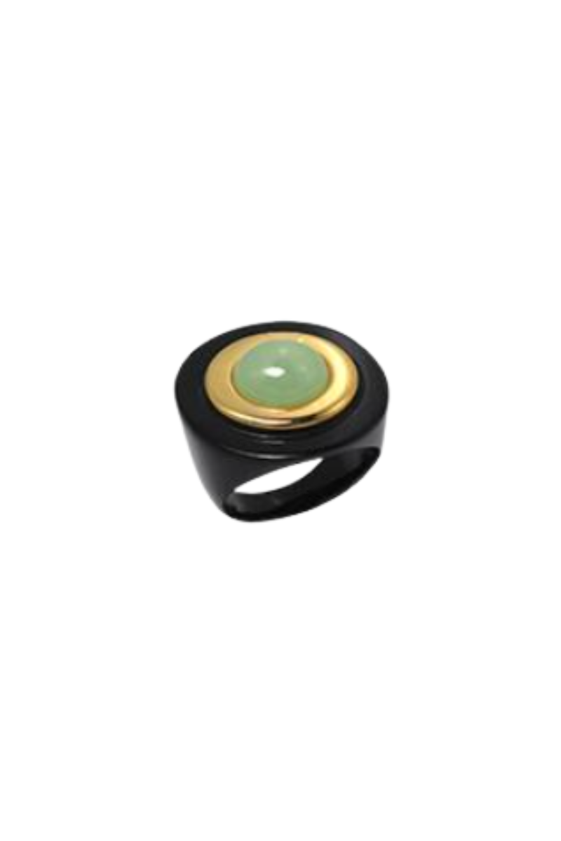Polished Gold Jade Semi-Opaque Ring