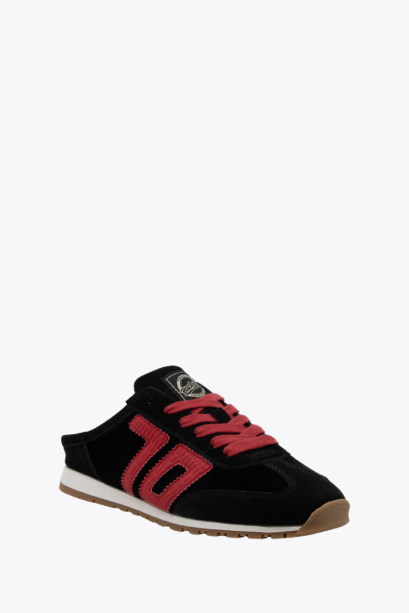Back 70 Streetwear Venice in Velvet Black Red Backless Sneakers