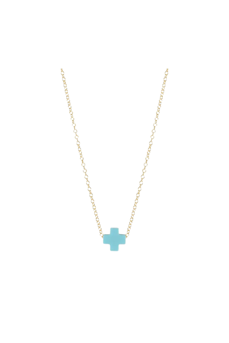 egirl 14" Necklace Gold - Signature Cross Turquoise