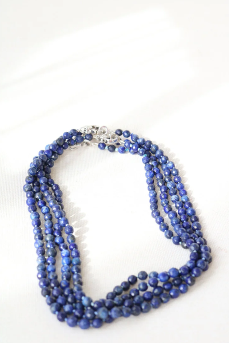 Lapis Lazuli Hand Knotted Candy Crush Necklace