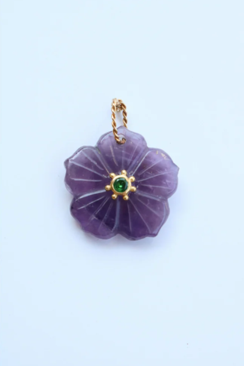 Carved Gemstone Flower Pendant